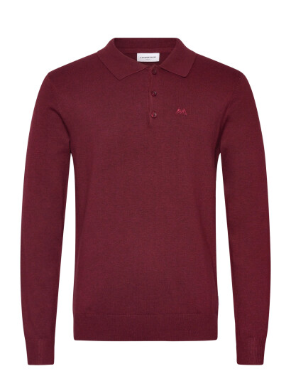 Lindbergh Ecovero L/S Polo - Burgundy - XXL