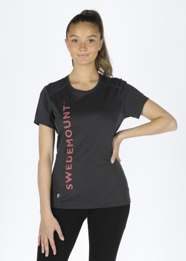 Swedemount Training Logo Tee W Charcoal Melange/New Pink 40 Trenings-T-Shirts