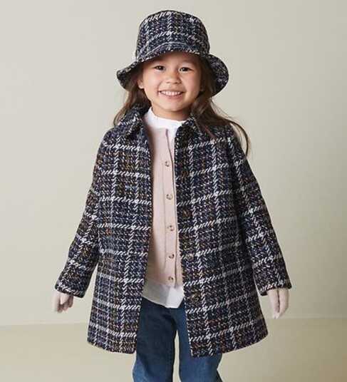MarMar Ull Glitter Kåpe Olive Navy Check (128/134 : 8 9 år)