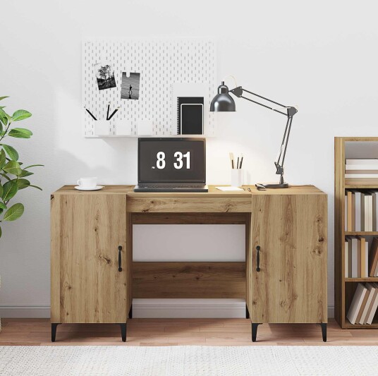 vidaXL Skrivebord Kunstnerisk Eik 140 x 50 x 75 cm Konstruert tre