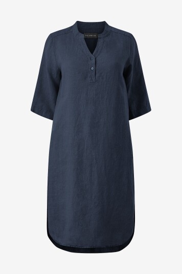 NO. 1 BY OX Kjole i lin Loose Tunic Dress Blå