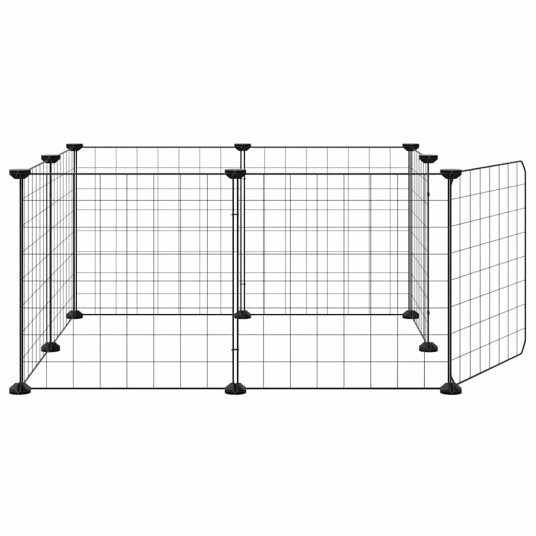 Vidaxl Dyrebur 8 Paneler Med Dør Svart 35X35 cm Stål Vidaxl Dyrebur 8 Paneler Med Dør Svart 35X35 cm Stål