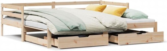 Uttrekkbar dagseng med skuffer 90x190 cm heltre furu