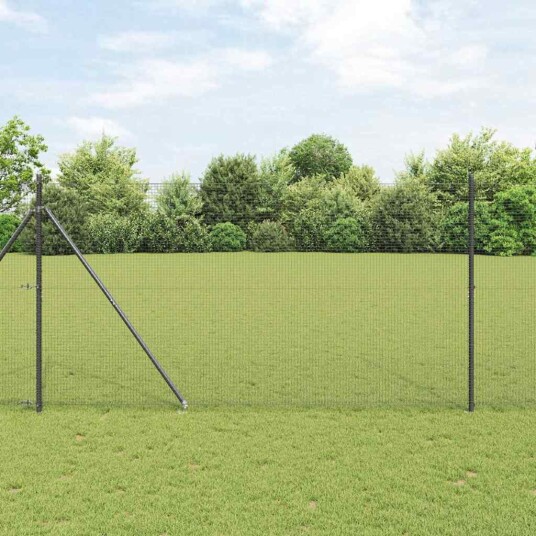 Sveiset Trådgjerde med 7 Spikerstolper Grå 1.5x10 m Stål