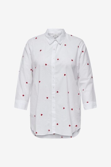 Only Carmakoma - Skjorte carNew Lina Grace LS Emb Shirt - Hvit