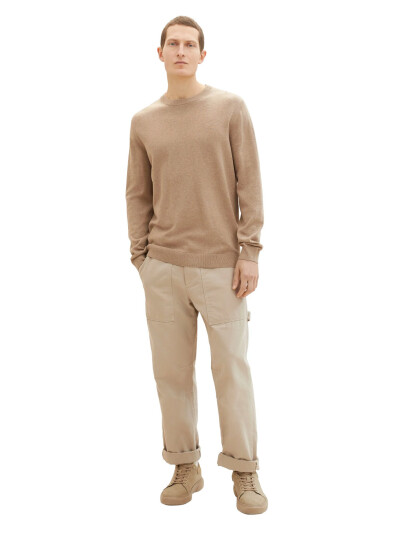 Tom Tailor Basic Crewneck Knit - Brown - L Tom Tailor Basic Crewneck Knit - Brown - L