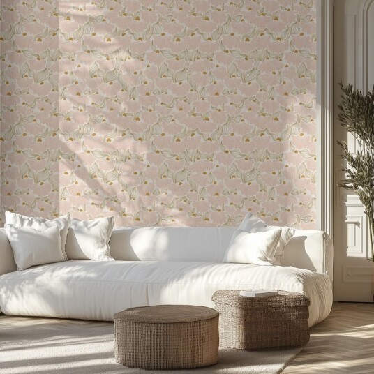 Tapet Blomstrete Rosa Mønster Tapet Blomstrete Rosa Mønster