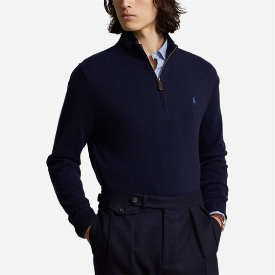 Ralph Lauren Wool Quarter Zip Sweater - Hunter Navy Ralph Lauren Wool Quarter Zip Sweater - Hunter Navy