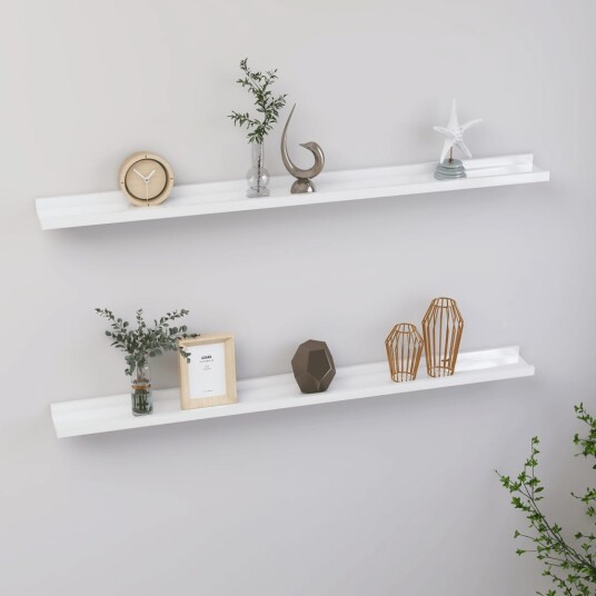 vidaXL Vegghyller 2 stk h?yglans hvit 100x9x3 cm
