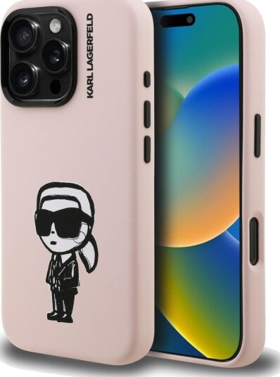 Karl Lagerfeld MagSafe Silikon Mobildeksel med Karl Sketch til iPhone 16 Pro Max - Rosa