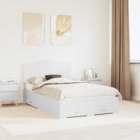 Sengestamme med hodegjerde Hvit 135 x 190 cm Konstruert tre