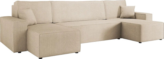 Hobson Sovesofa med Dobbel Sjeselong 4 seter i Plysj Beige