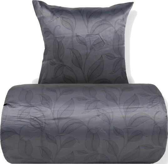 In Style Sengetøy   Satin   Svart print av blader