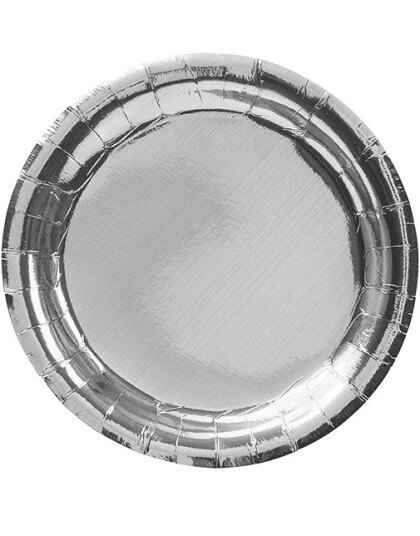 8 stk Metallisk Sølvfarget Papptallerkener 23 cm 8 stk Metallisk Sølvfarget Papptallerkener 23 cm