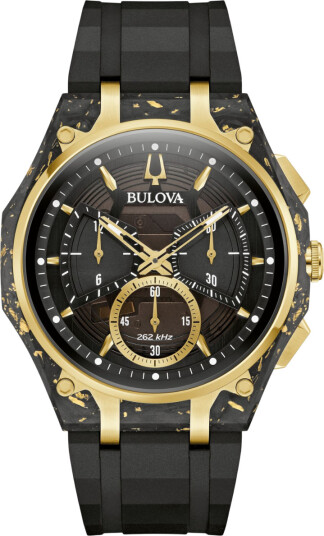 Bulova Herreklokke 98A328 Curv Sort/Gummi Ø44 mm