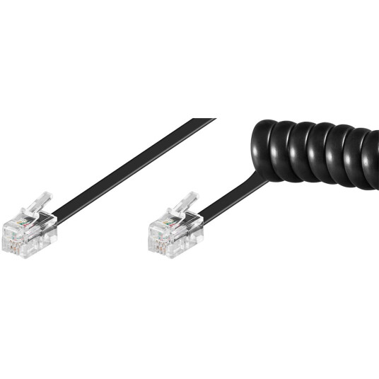 Goobay RJ10 Spiralkabel 7m Sort til Telefon Goobay RJ10 Spiralkabel 7m Sort til Telefon