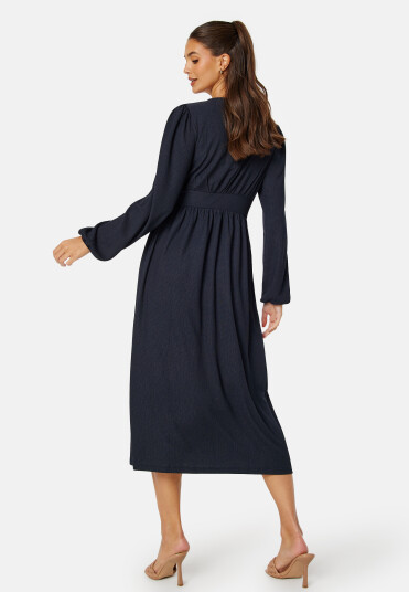 BUBBLEROOM Structure Button Midi Dress Navy XS