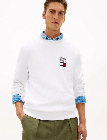 Tommy Hilfiger Tommy Embro Flag Sweatshirt White M Tommy Hilfiger Tommy Embro Flag Sweatshirt White M