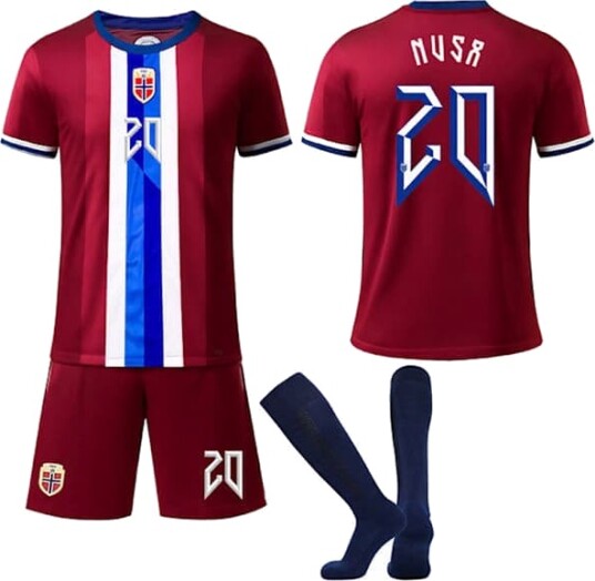 24-25 Norges landslag fotballtrøye for barn nr. 20 Nusa 28, Fotballdrakt for barn, Ungdomslaguniform
