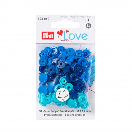 Prym Color Snaps Trykknapper Plast Star 12,4mm Ass Nyanser av blå 30 stk