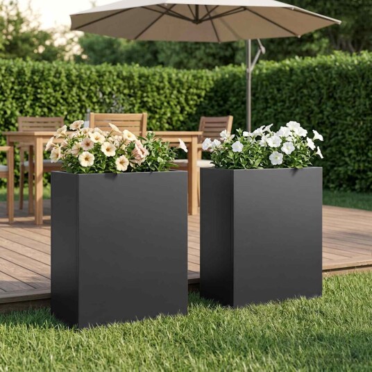 vidaXL Hageblomsterpotte 2 stk. Svart 40 x 20 x 50 cm Kaldvalsestål