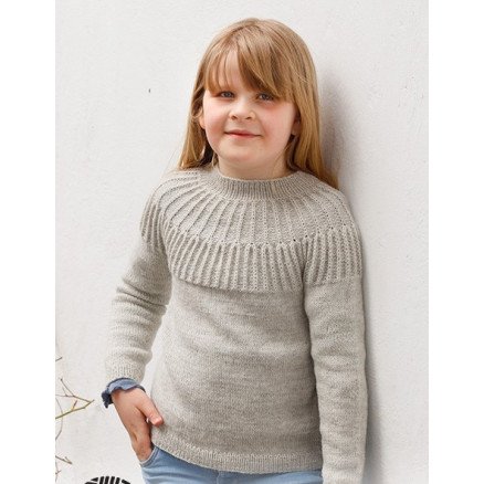 Hermine by DROPS Design Genser Strikkeoppskrift str 2 12 år