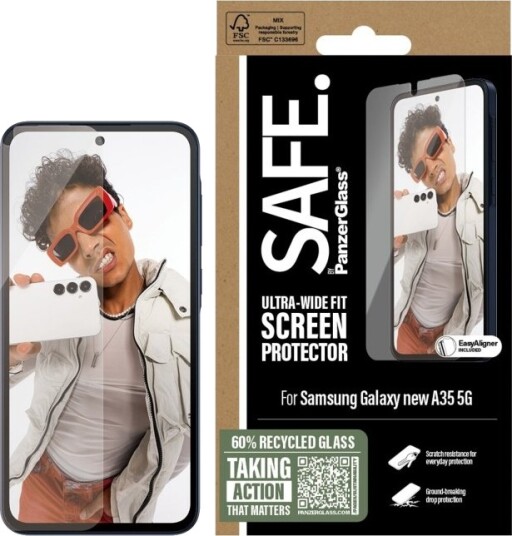 PanzerGlass SAFE Ultravid Passform Skjermbeskytter til Samsung Galaxy A36 5G med EasyAligner