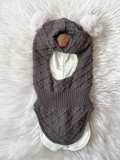 Need it   Balaclava i ull/bomull "pote" Varm brun