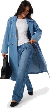 VILA Vici doublebreasted L/S denim trenchcoat Medium Blue Denim 42