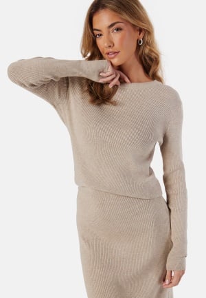 VILA Vicomfy O-neck L/S KNIT TOP Natural Melange L VILA Vicomfy O-neck L/S KNIT TOP Natural Melange L