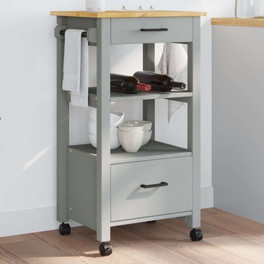 Kjøkkenvogn MONZA 48x40x90 cm heltre furu 376083 Kjøkkenvogn MONZA 48x40x90 cm heltre furu 376083