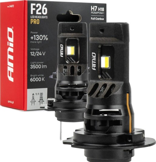 Led Bilpærer F26 Pro Lumitec Limited +130% Duo Full Canbus H7 H18 12V 24V Amio-04872