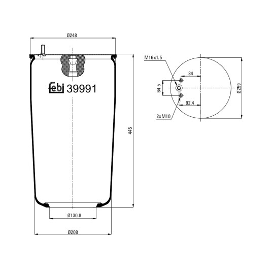 Luftbelg, fjæring FEBI BILSTEIN 39991 Luftbelg, fjæring FEBI BILSTEIN 39991