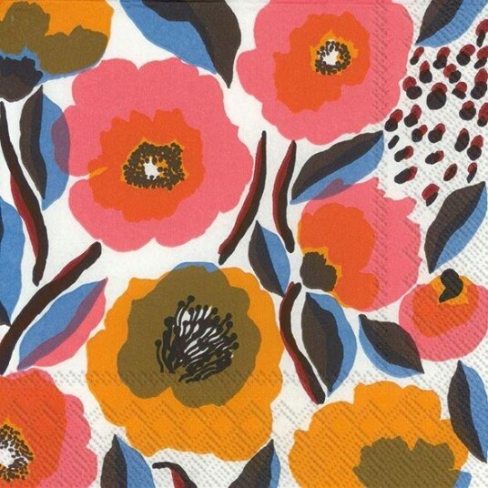 Marimekko Servietter Kaffe Rosarium White Rose