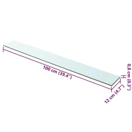 vidaXL Hyllepaneler 2 stk klart glass 100x12 cm
