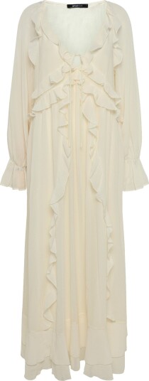 Gina Tricot Chiffon Maxi Long Sleeve Dress Cream S Gina Tricot Chiffon Maxi Long Sleeve Dress Cream S