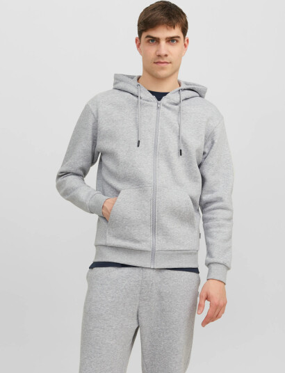 Jack & Jones Jjebradley Sweat Zip Hood Noos - Grey - M