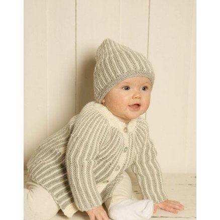 Rillestrikket Jakke og Lue by DROPS Design Jakke og Lue Strikkeoppskrift str 1 mdr 4 år