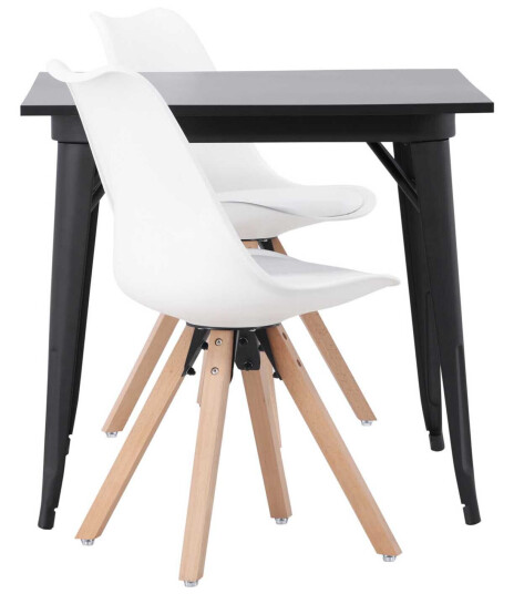 Venture Design Tempe & Zeno spisegruppe Hvit/svart 2 stoler & bord 80 x 80 cm