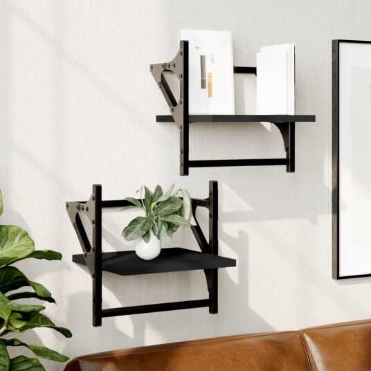  Vegghyller med stenger 2 stk svart 30x25x30 cm 8721012045675