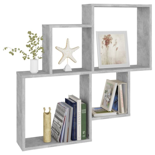 vidaXL Kubeformet vegghylle betonggr? 80x15x78,5 cm sponplate