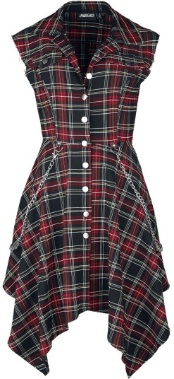 Jawbreaker Goth Middellang kjole Tartan skjorte kjole XS til 4XL Damer flerfarget