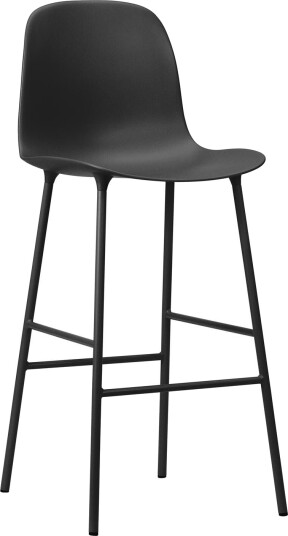 Normann Copenhagen Form Barkrakk med Ryggstøtte H75 cm Sort/ Sort Stål