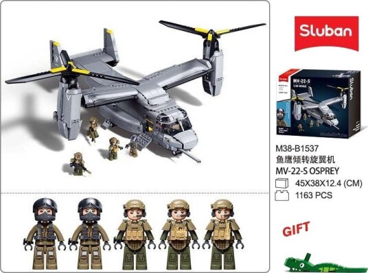 Sluban B1537 Modelbricks MV-22 Osprey Helikopter Byggesett 1:44 10+ År 1142 Deler Sluban B1537 Modelbricks MV-22 Osprey Helikopter Byggesett 1:44 10+ År 1142 Deler