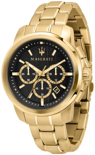 Maserati Herreklokke R8873621013 Successo Sort/Gulltonet stål Ø44 mm Maserati Herreklokke R8873621013 Successo Sort/Gulltonet stål Ø44 mm