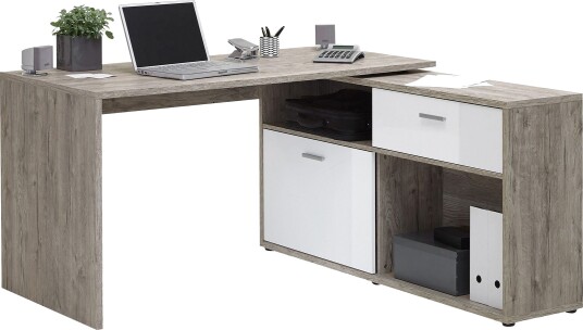 Mamoru Hjørneskrivebord Sandeik/Hvit - Beige|Hvit