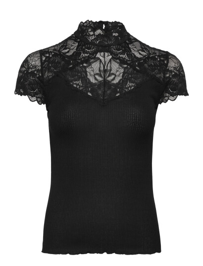 Rosemunde Rwbeatha Silk Capsleeve Lace T Shir   Black   L