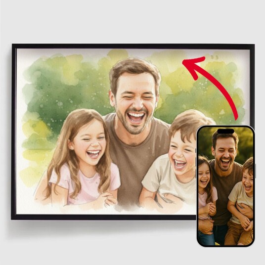 Personalisert Plakat Akvarellportrett Horisontal AI Plakat