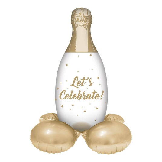 Folat BV Folieballong Champagneflaske på Base - ej helium