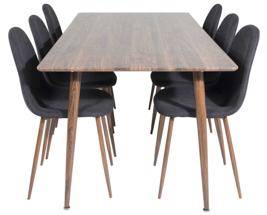 Venture Design Polar & Polar spisegruppe Brun/svart 6 st stoler & bord 180 x 90 cm
